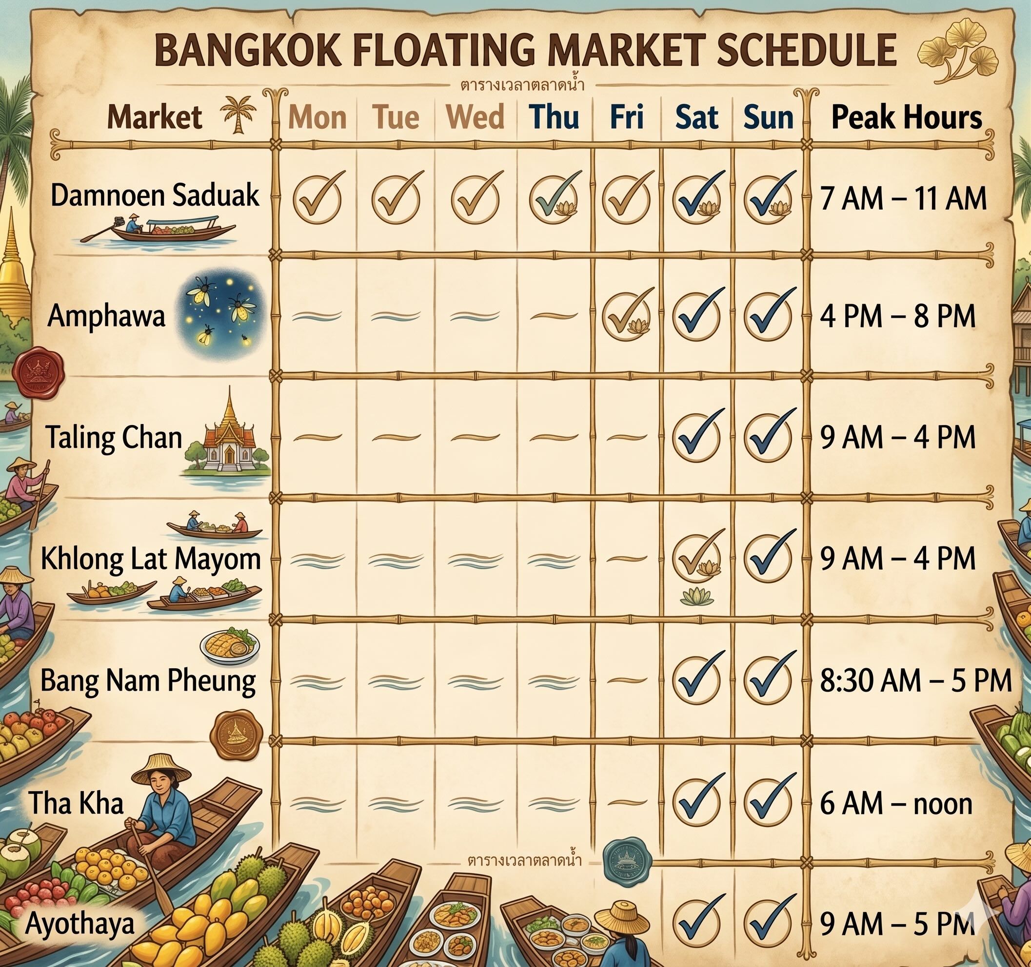 Bangkok floating market schedule