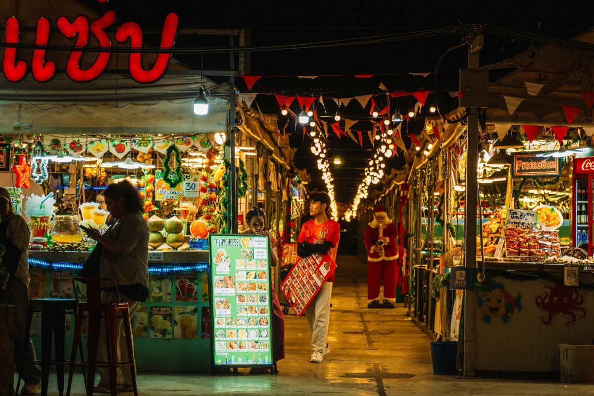 Street food at night market in Bangkok